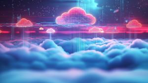 Futuristic Cloud Landscape PowerPoint clipart graphic preview.