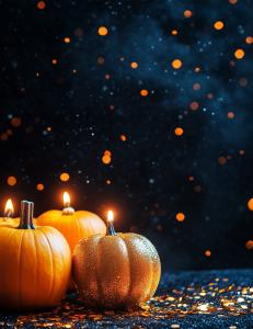 Glowing Autumn Pumpkins PowerPoint clipart graphic preview.