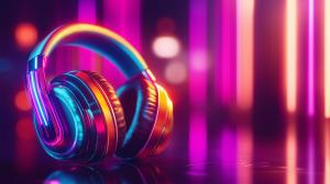 Vibrant Headphones Display PowerPoint clipart graphic preview.