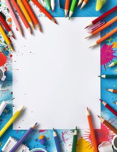 Creative Art Supplies Background PowerPoint clipart graphic preview.