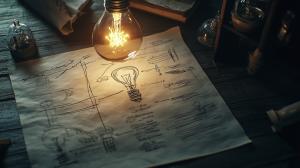 Illuminated Ideas and Inventions PowerPoint clipart graphic preview.