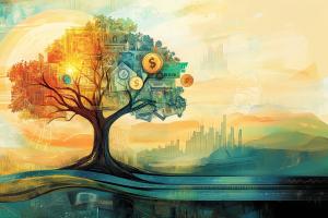Wealth and Growth Tree PowerPoint clipart graphic preview.