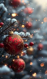 Festive Christmas Ornaments PowerPoint clipart graphic preview.