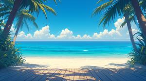 Serene Beach Escape PowerPoint clipart graphic preview.