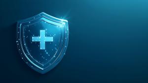 Digital Health Shield Design PowerPoint clipart graphic preview.
