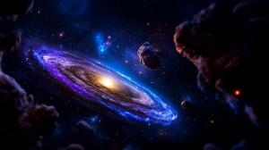 Cosmic Spiral Galaxy View PowerPoint clipart graphic preview.