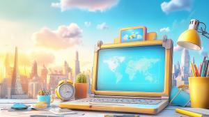 Whimsical Study Scene PowerPoint clipart graphic preview.
