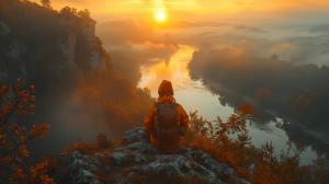 Serene Sunrise Reflection PowerPoint clipart graphic preview.