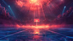 Fiery Basketball Court PowerPoint clipart graphic preview.