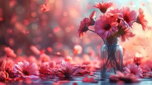Pink Daisy Bouquet PowerPoint clipart graphic preview.