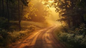 Serene Forest Pathway PowerPoint clipart graphic preview.