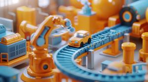 Miniature Factory Scene PowerPoint clipart graphic preview.