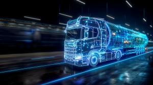 Futuristic Truck Design PowerPoint clipart graphic preview.