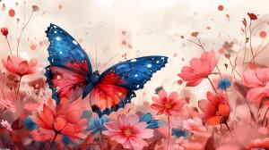 Butterfly and Floral Harmony PowerPoint clipart graphic preview.