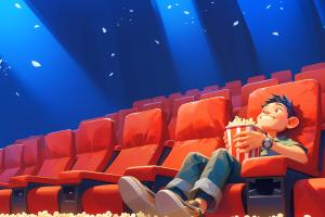 Movie Theater Joy PowerPoint clipart graphic preview.