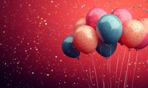 Festive Balloon Celebration PowerPoint clipart graphic preview.