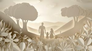 Family in Nature Scene PowerPoint clipart graphic preview.