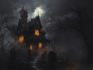 Haunted Mansion Background PowerPoint clipart graphic preview.