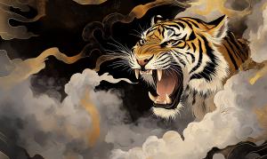 Roaring Tiger Background PowerPoint clipart graphic preview.