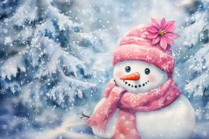 Winter Wonderland Snowman PowerPoint clipart graphic preview.