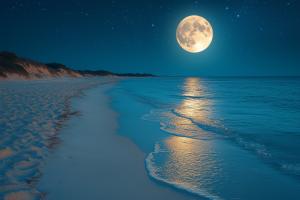 Moonlit Beach Serenity PowerPoint clipart graphic preview.