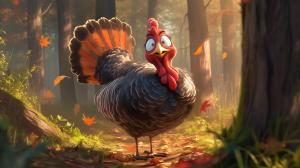 Whimsical Autumn Turkey PowerPoint clipart graphic preview.