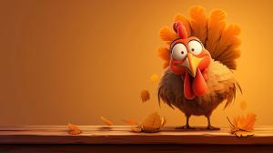 Whimsical Thanksgiving Turkey PowerPoint clipart graphic preview.