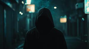 Mysterious Alley Figure PowerPoint clipart graphic preview.