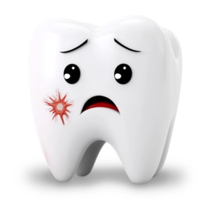 Sad Tooth Cavity Spot PowerPoint clipart graphic preview.