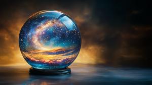 Cosmic Crystal Ball PowerPoint clipart graphic preview.