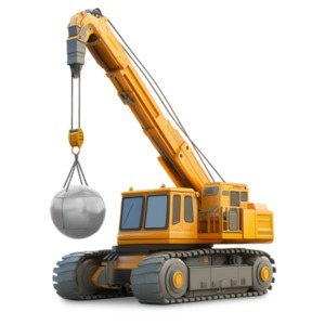 Wrecking Ball Crane PowerPoint clipart graphic preview.