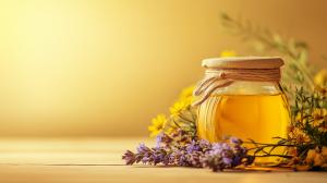 Golden Honey and Flowers PowerPoint clipart graphic preview.