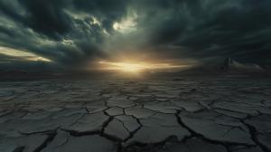Desolate Landscape at Sunset PowerPoint clipart graphic preview.
