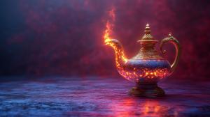 Enchanted Magic Lamp PowerPoint clipart graphic preview.