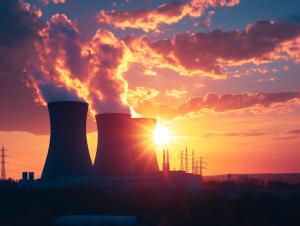 Nuclear Sunset Scene PowerPoint clipart graphic preview.