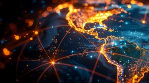 Global Connectivity Visualization PowerPoint clipart graphic preview.