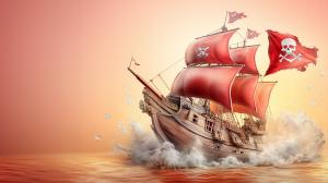 Adventurous Pirate Ship PowerPoint clipart graphic preview.