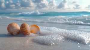 Tranquil Beach Shells PowerPoint clipart graphic preview.