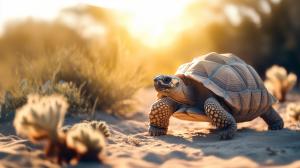 Tortoise at Sunset PowerPoint clipart graphic preview.