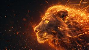 Glowing Lion Majesty PowerPoint clipart graphic preview.