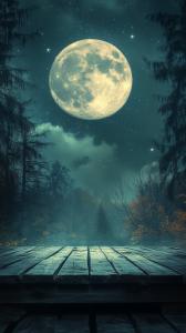Moonlit Forest Scene PowerPoint clipart graphic preview.