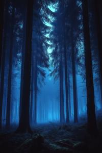 Mysterious Blue Forest PowerPoint clipart graphic preview.
