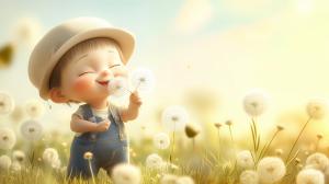 Joyful Child in Nature PowerPoint clipart graphic preview.
