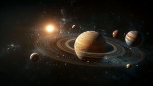 Cosmic Planetary Scene PowerPoint clipart graphic preview.