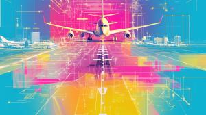 Futuristic Airplane Runway PowerPoint clipart graphic preview.