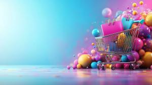 Vibrant Shopping Experience PowerPoint clipart graphic preview.