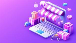 Online Shopping Celebration PowerPoint clipart graphic preview.