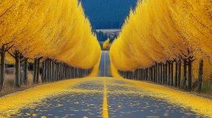 Autumn Tree Canopy Road PowerPoint clipart graphic preview.
