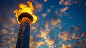 Tower with Flame Background PowerPoint clipart graphic preview.