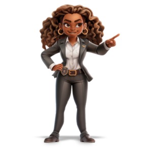 Detective Woman Pointing PowerPoint clipart graphic preview.